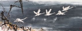 F009 黃磊生 高飛遠集(天鵝湖)GLIDER 2008年戊子 64x163cm