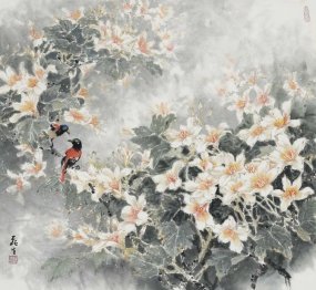 F035 黃磊生---儷影婆娑 Romance in the Mist 84×90cm 2011